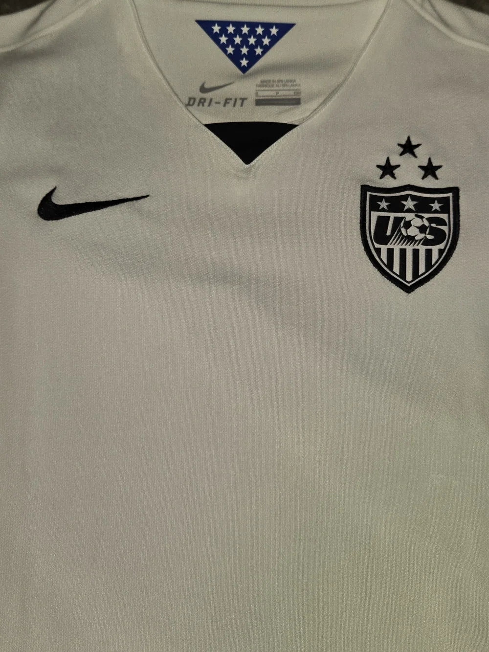Nike White Soccer Jersey with Black and Blue Details